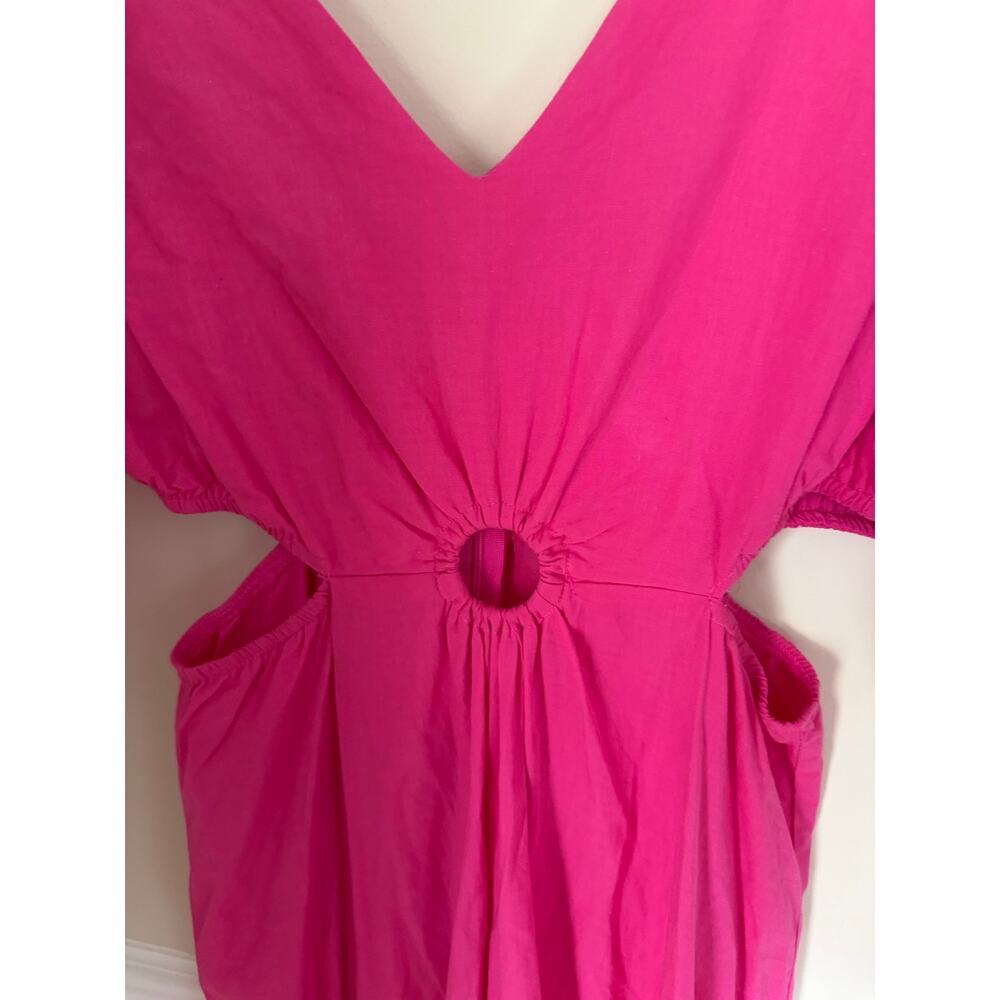 umgee | Vacation V-Neck O-Ring Detail Cutouts  Flowy Summer Preppy Maxi Dress - Picture 4 of 10